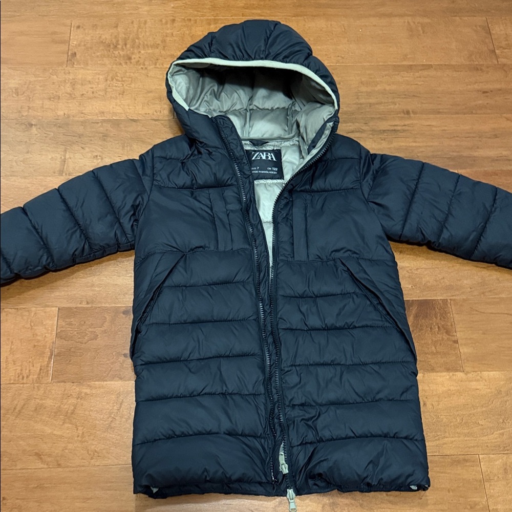 Zara Kids Navy Puffer Coat